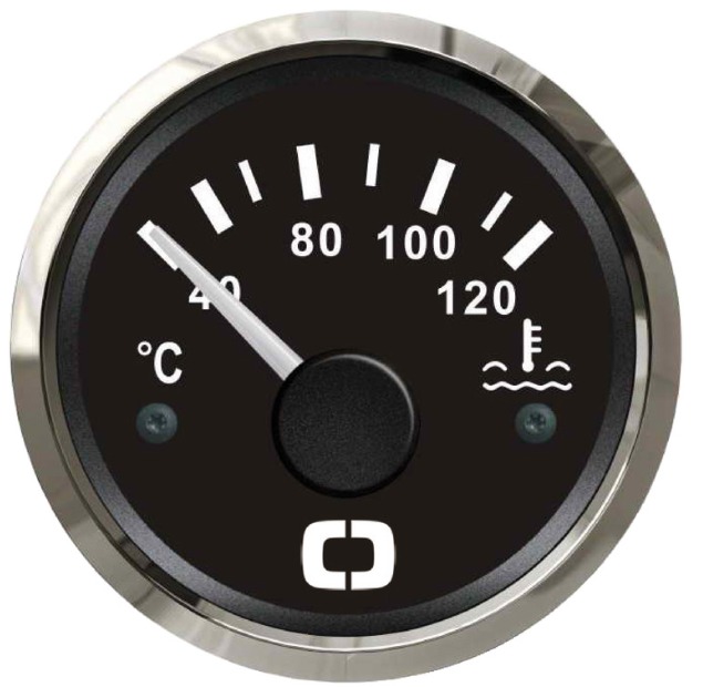 WATER TEMPERATURE GAUGE 40/120 DEG BLACK/GLOSSY