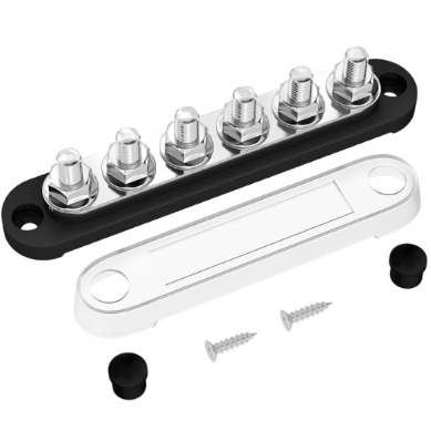 BussBar -6X 5/16" Post (M8) , Black Color with Cover