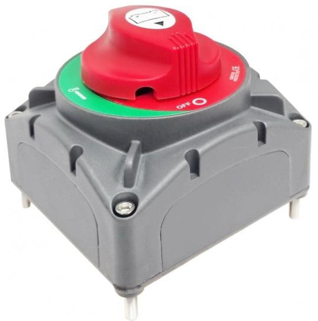 BATTERY SWITCH • Continuous(Amp):600A(12V) • Crank(Amp):2500A(12V) • Voltage:12-48VDC Terminal Stud:2*M10(3/8") • Operation:ON-OFF