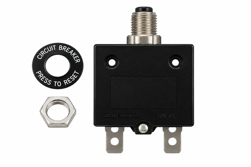 [ST- 2A(15A)] Circuit Breaker Alum Thread Sleeve 15 A Bakelite Housing , Black Button