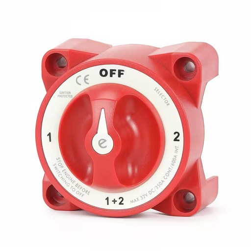 [ASW-A1204S] BATTERY SWITCH Continuous(Amp):350A • Crank(Amp):1200A • Voltage:12-32VDC • Terminal Stud:2*M10(3/8") Operation:Selector 4 Position